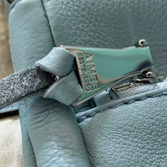 CROSSBODY, AIMEE KESTENBERG SARATOGA LEATHER, SKY BLUE, TOP ZIPPER, SHOULDER - Picture 6 of 14